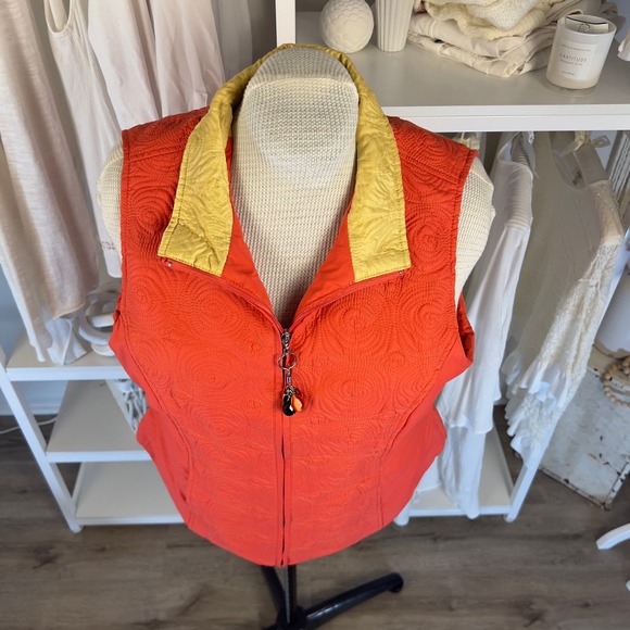 Coldwater Creek women's sz. large quilted vest beaded zip. fun whimsical #2187 - Picture 7 of 12